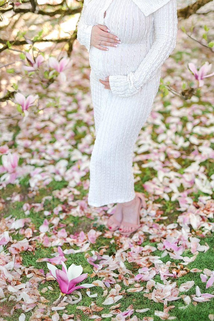 séance photo grossesse dans sous les magnolias en essonne
