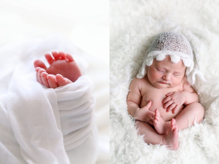 pieds et portrait de bébé en séance photo