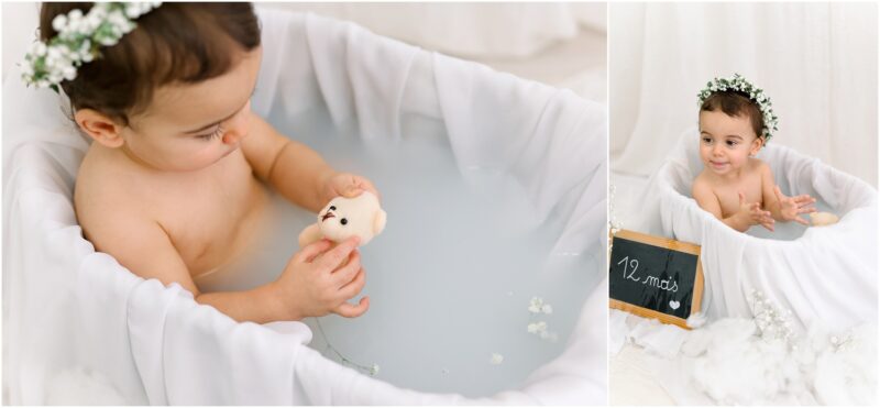 Une séance photo bain de lait au studio en Essonne