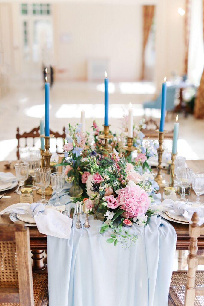 décoration mariage sur le th^me bleu